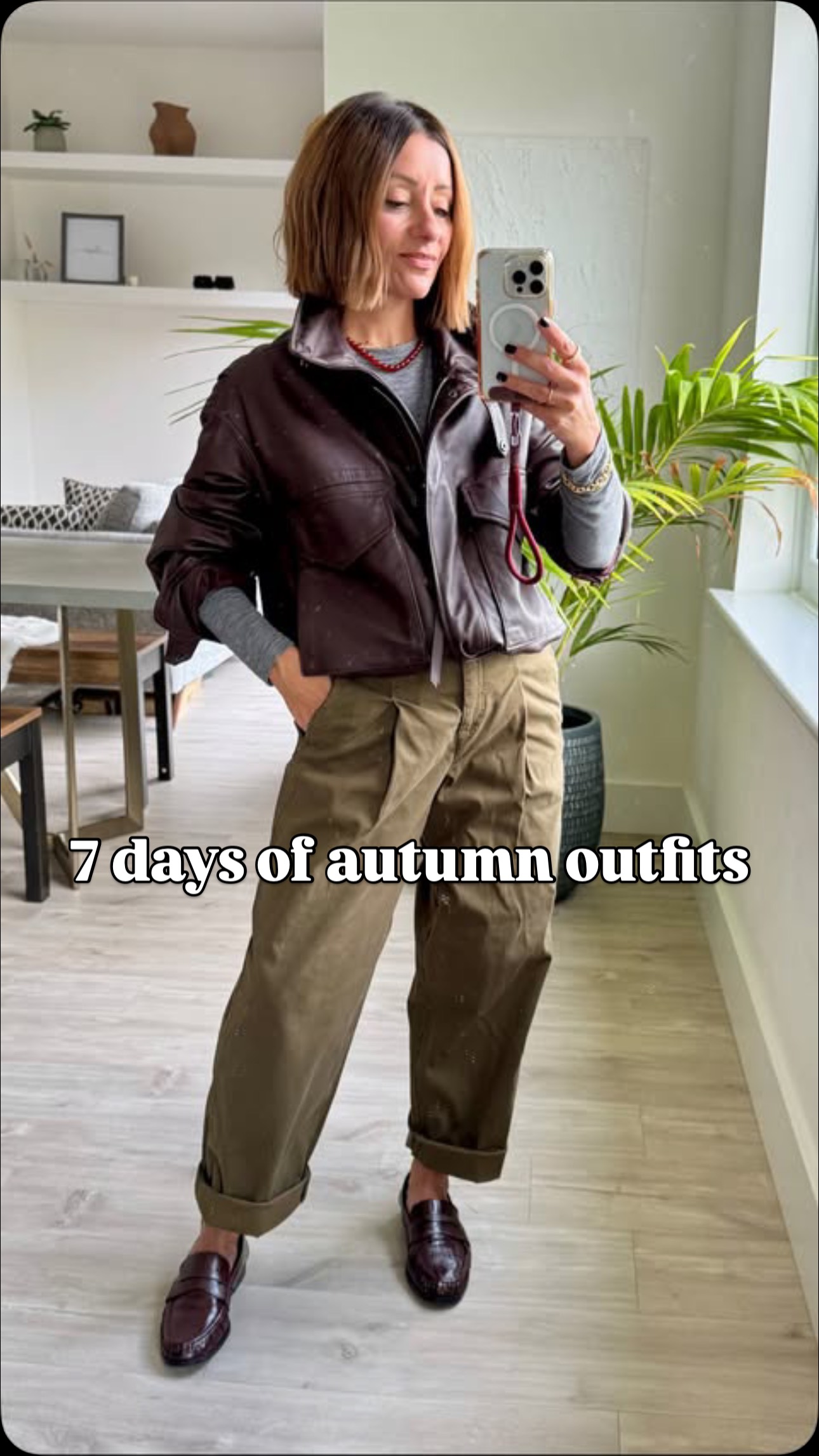 Instagram post by @missionstyle_ for ALLSAINTS. Caption reads: Day three of autumn outfits, without jeans -....