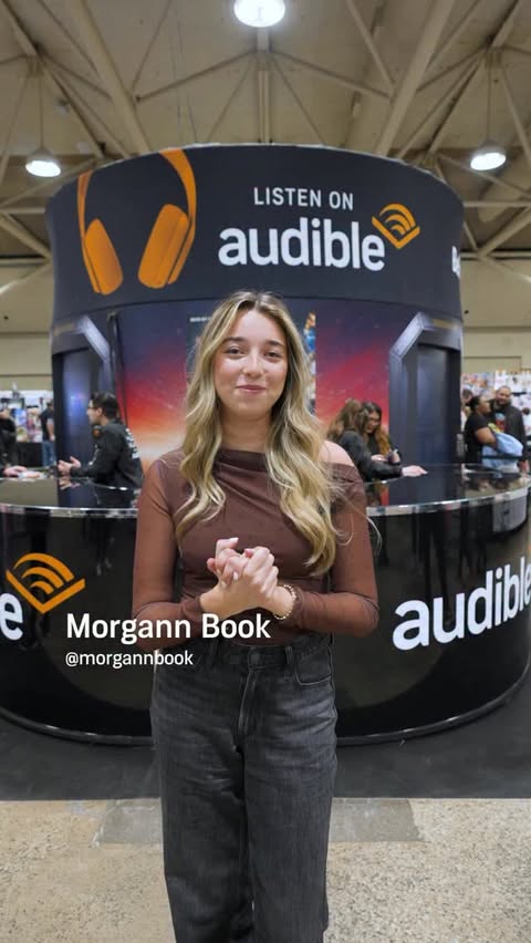 Instagram post by @morgannbook for Audible. Caption reads: [...] 🚀😭✨It’s not too late to listen on @audible....