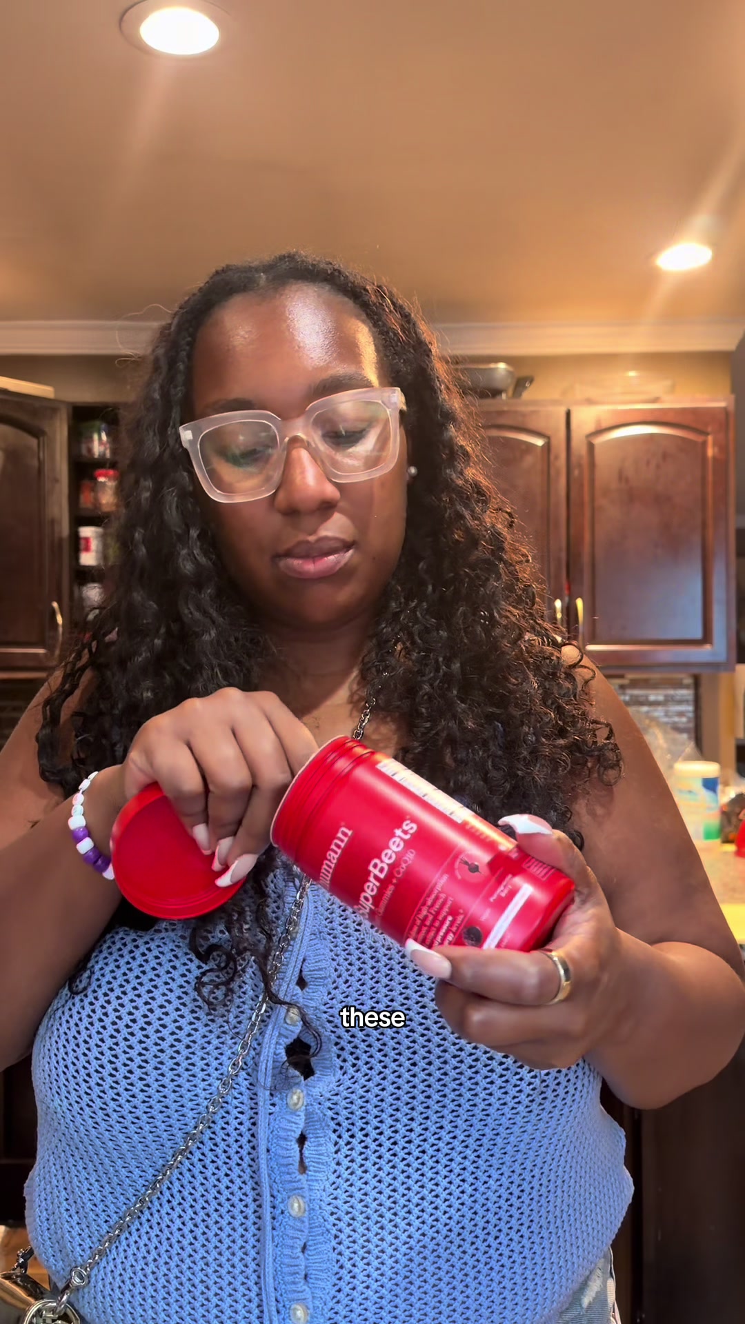 TikTok post by @therockieshow for Humann. Caption reads: vitamin re-up with @livehumann ♥️ #vitamins....