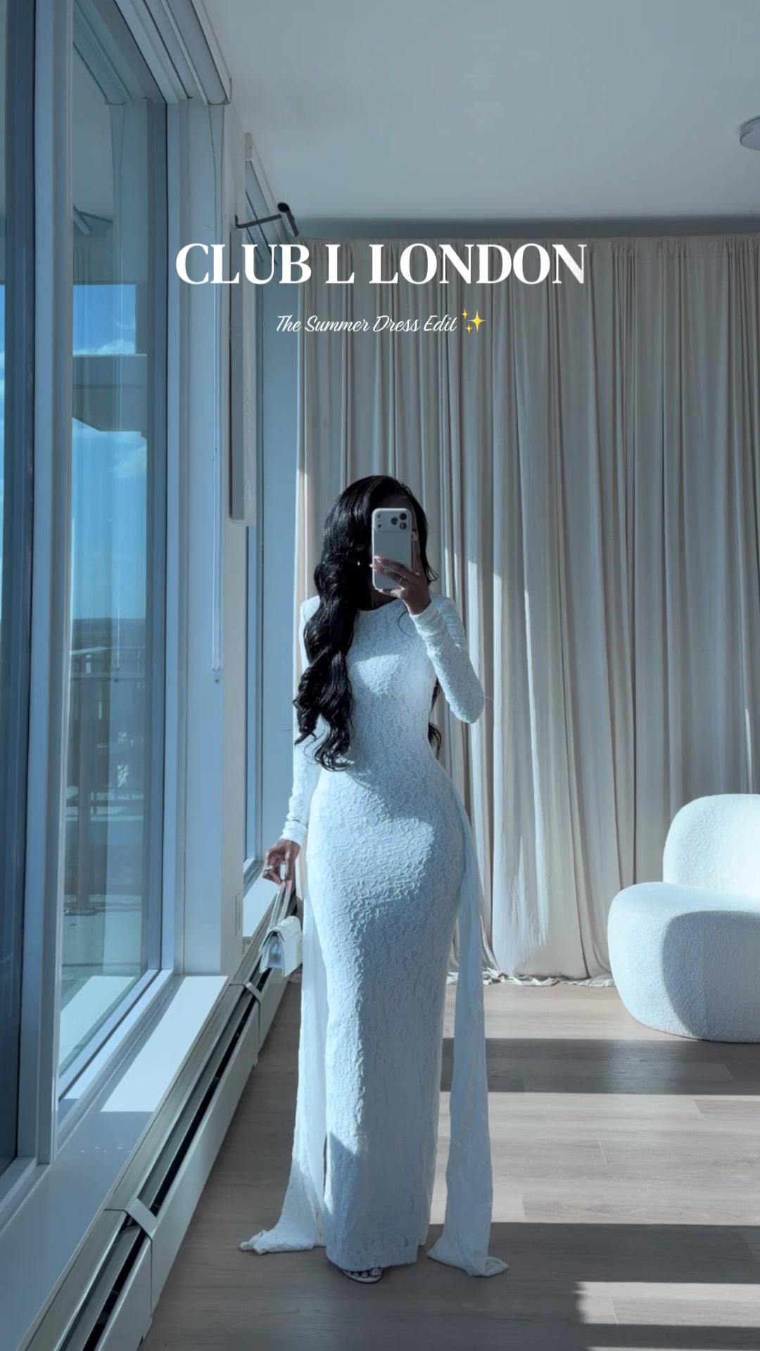 TikTok post by @styledby_aniiie for Club L London. Caption reads: @ClubLLondon 🤍 The Summer Dress Edit [...].