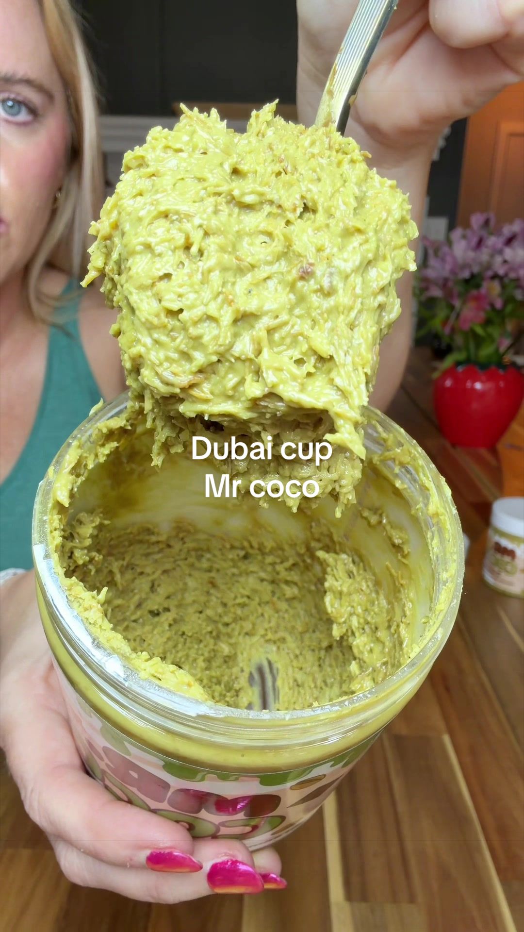 TikTok post by @sarah_elizabeth_1990 for Mr Coco. Caption reads: Hazelnut pistachio spread vs just pistachio spread....