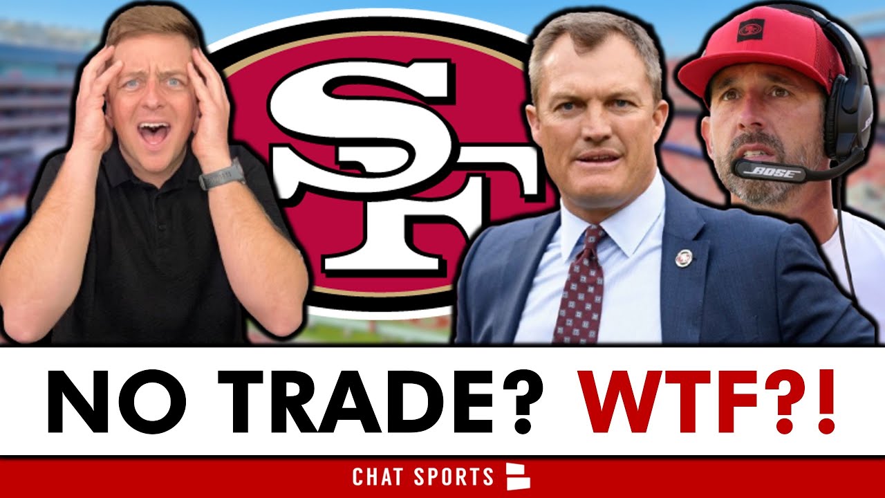 YouTube post by @49ersTV for Omaha Steaks. Caption reads: 🚨WTF REACTION: THE 49ERS DON'T MAKE A TRADE AT....
