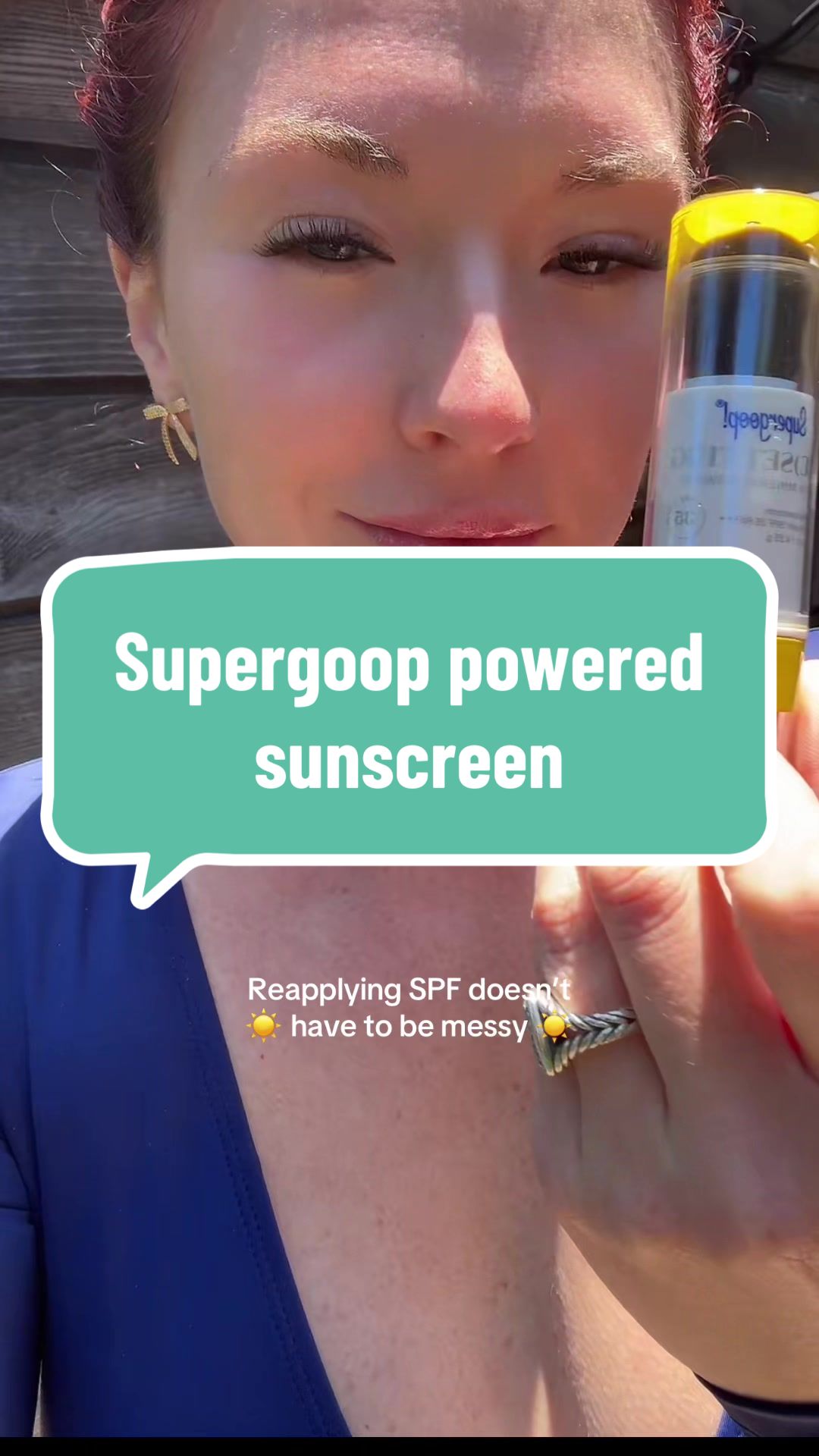 TikTok post by @redheadmomma08 for Supergoop. Caption reads: [...] shade… get translucent! The supergoop....
