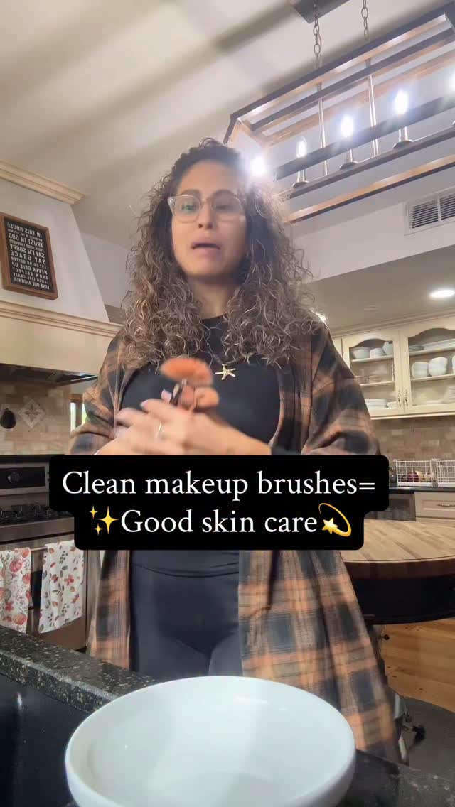 Instagram post by @rebecahuffman for Dawn. Caption reads: How often do you clean your makeup brushes? No....