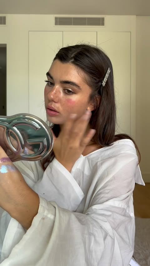 Instagram post by @jimedruille for Dolce&Gabbana Beauty. Caption reads: full makeup w/ @dolcegabbana_beauty 🪽 gifted*.