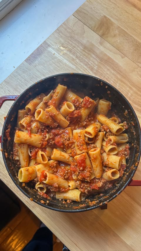 Instagram post by @carliskitchen_ for Graza. Caption reads: [...] bolognese with my very favorite @getgraza....