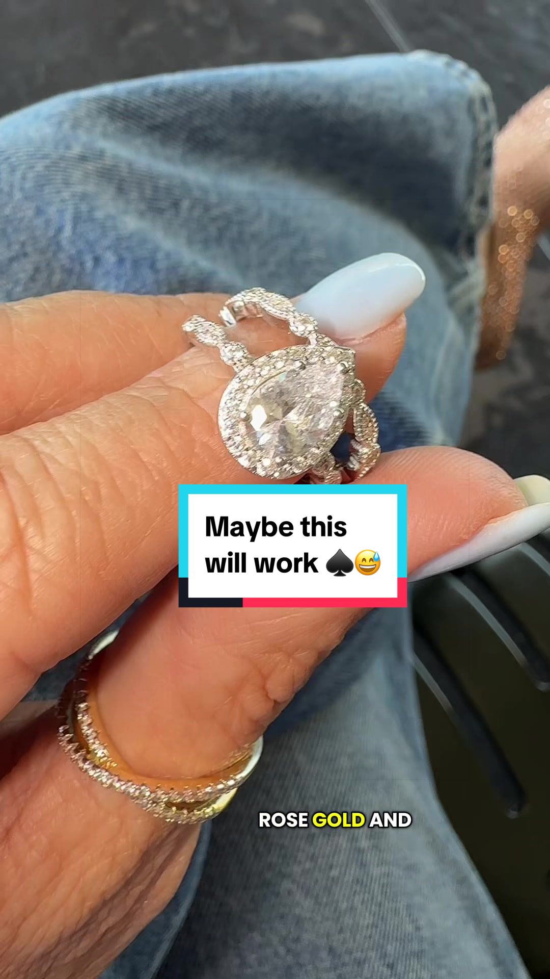 TikTok post by @mary_c402 for EAMTI Jewelry. Caption reads: @EAMTI Jewelry knows travel rings. 💍🤩🎲 Three....