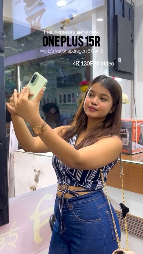 Instagram post by @_manasvisrivastav for OnePlus. Caption reads: Check out the OnePlus 15R today in your nearest....