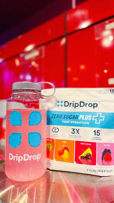 Instagram post by @healthybunhead for DripDrop. Caption reads: #ad 🚨 now entering my hydrated era!! 😌💦....