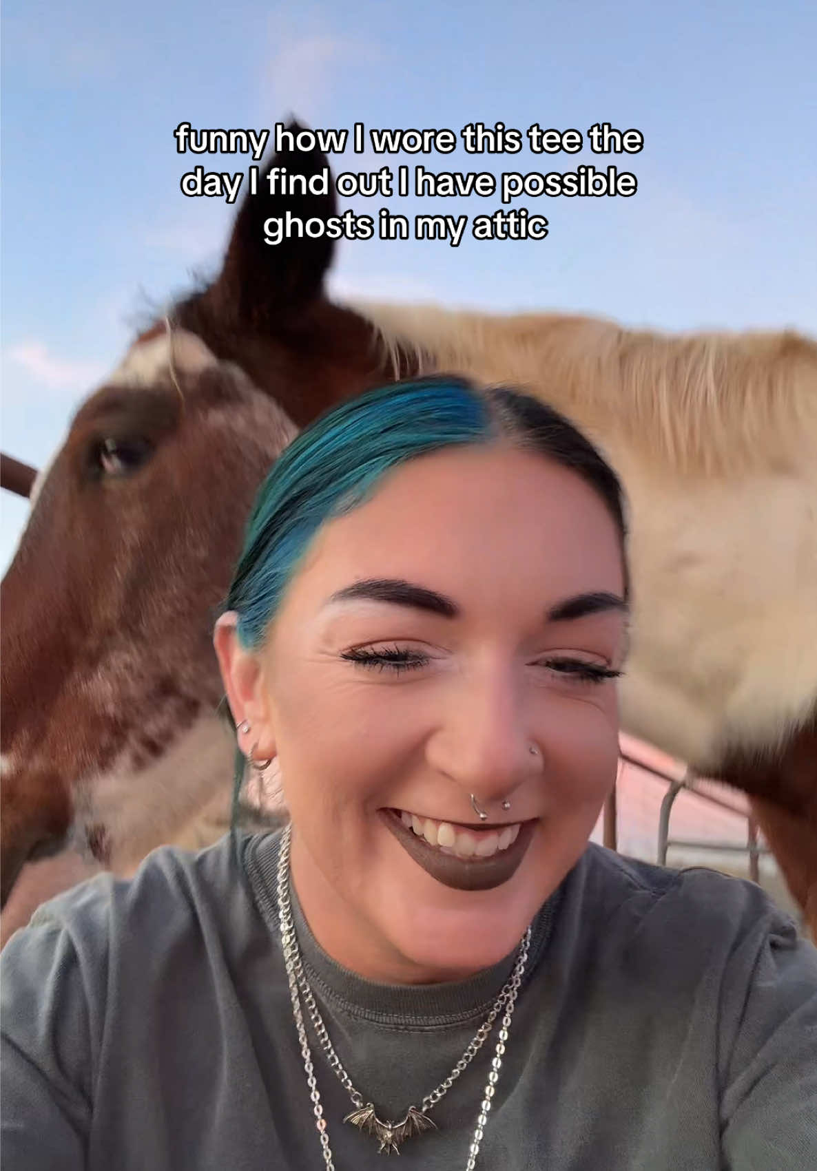 TikTok post by @camryn.bryant for In Stitches Apparel. Caption reads: @In Stitches Apparel the best tee ever tbh #ghost....