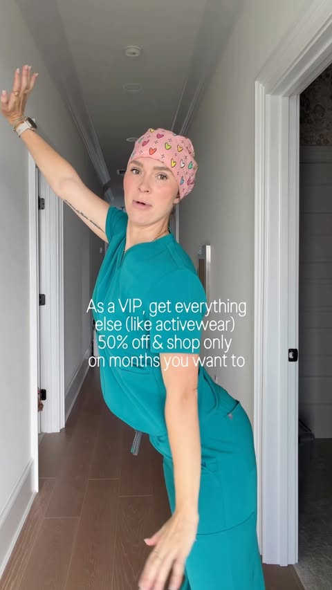 Instagram post by @the_o.crew for Fabletics Scrubs. Caption reads: [...] scrubs 🤣and need to try out....