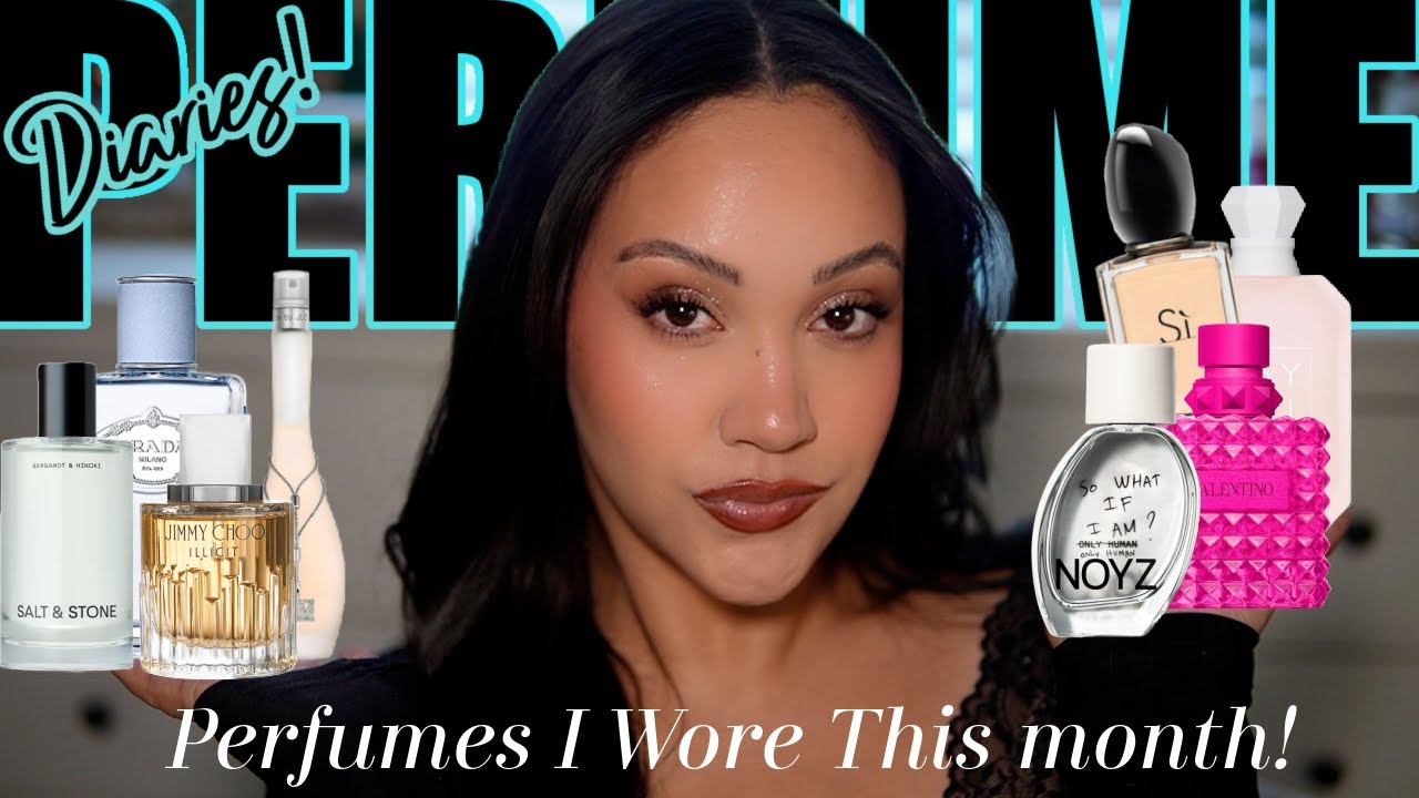 YouTube post by @AmyGlam for Twisted Lily. Caption reads: PERFUME DIARIES 📒 DECEMBER PERFUME TRAY UPDATE! |....