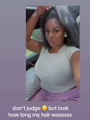 TikTok post by @keshafrombellyyy for Hollywood Hair Bar. Caption reads: [...] GREW OUT MY HAIR SOMETHING SERIOUS....