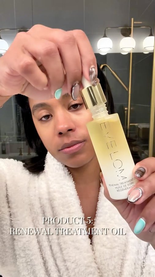 Instagram post by @buymechanel for EVE LOM. Caption reads: AWARD WINNING SKIN with @evelom #ad! 🏆 Eve Lom....