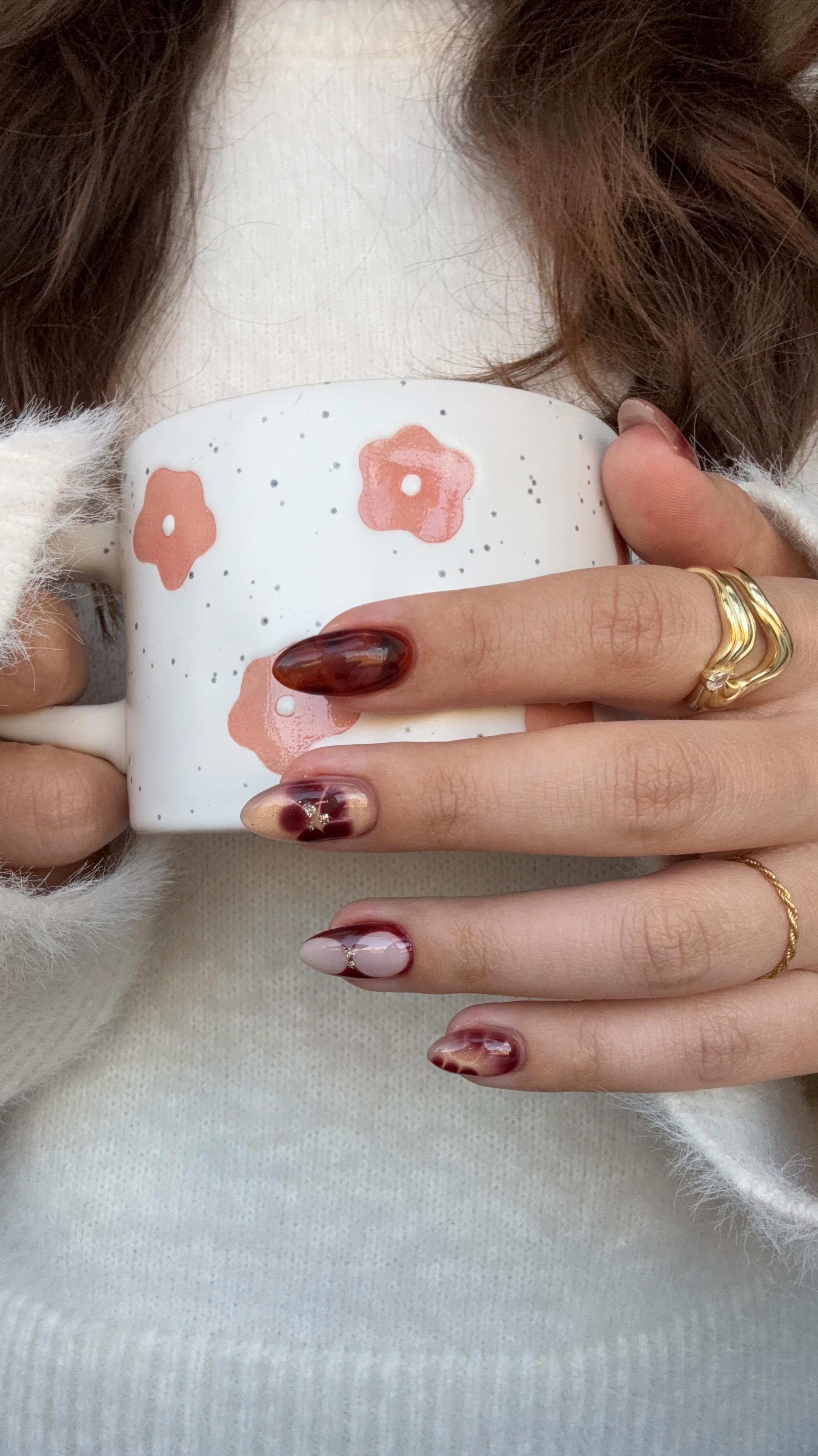 Instagram post by @simlynail for Modelones. Caption reads: ad• mix & match tortoise shell and blooming gel....