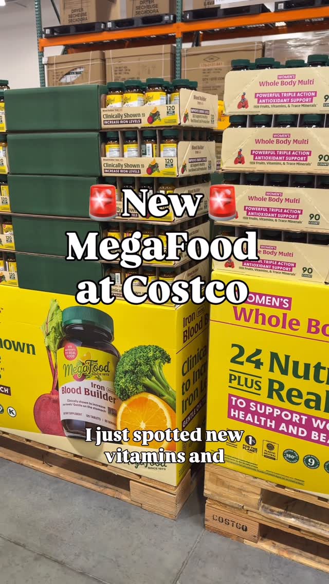 Instagram post by @costconew for MegaFood. Caption reads: I just spotted something NEW at Costco in the....