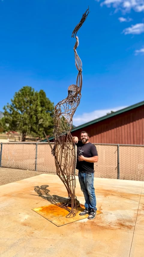 Instagram post by @stempkadesigns for Lincoln Electric. Caption reads: [...] 2025 #metalart #metalsculpture....