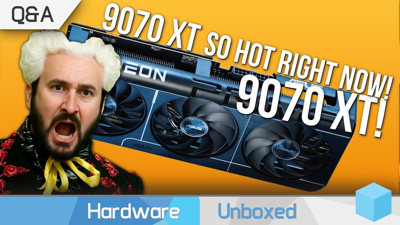 YouTube post by @Hardwareunboxed for Newegg. Caption reads: Were Strong RDNA 4 Sales Fake News?.