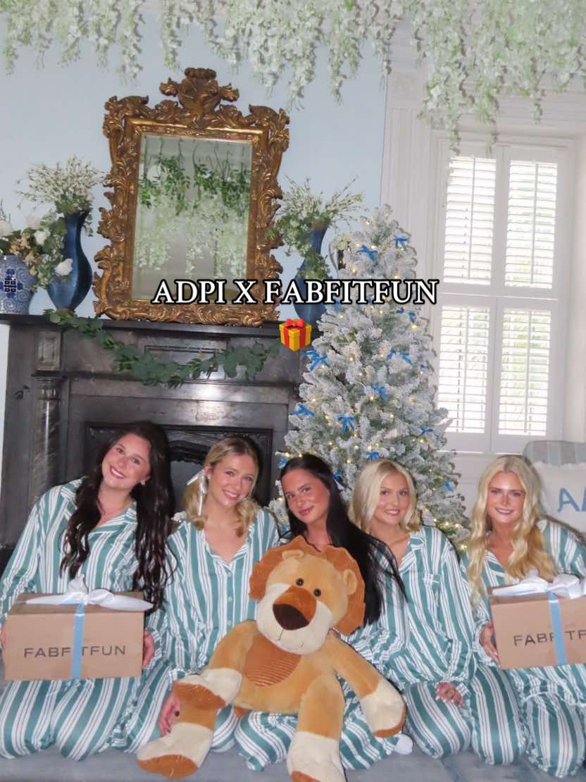 TikTok post by @cofcadpi for FabFitFun. Caption reads: Holiday favorites with @FabFitFun ✨🎄🎀 #adpi....