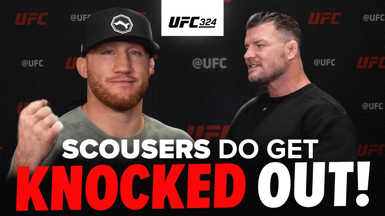 YouTube post by @bisping for Underdog Fantasy. Caption reads: 'SCOUSERS DO GET KNOCKED OUT!' | Justin Gaethje....
