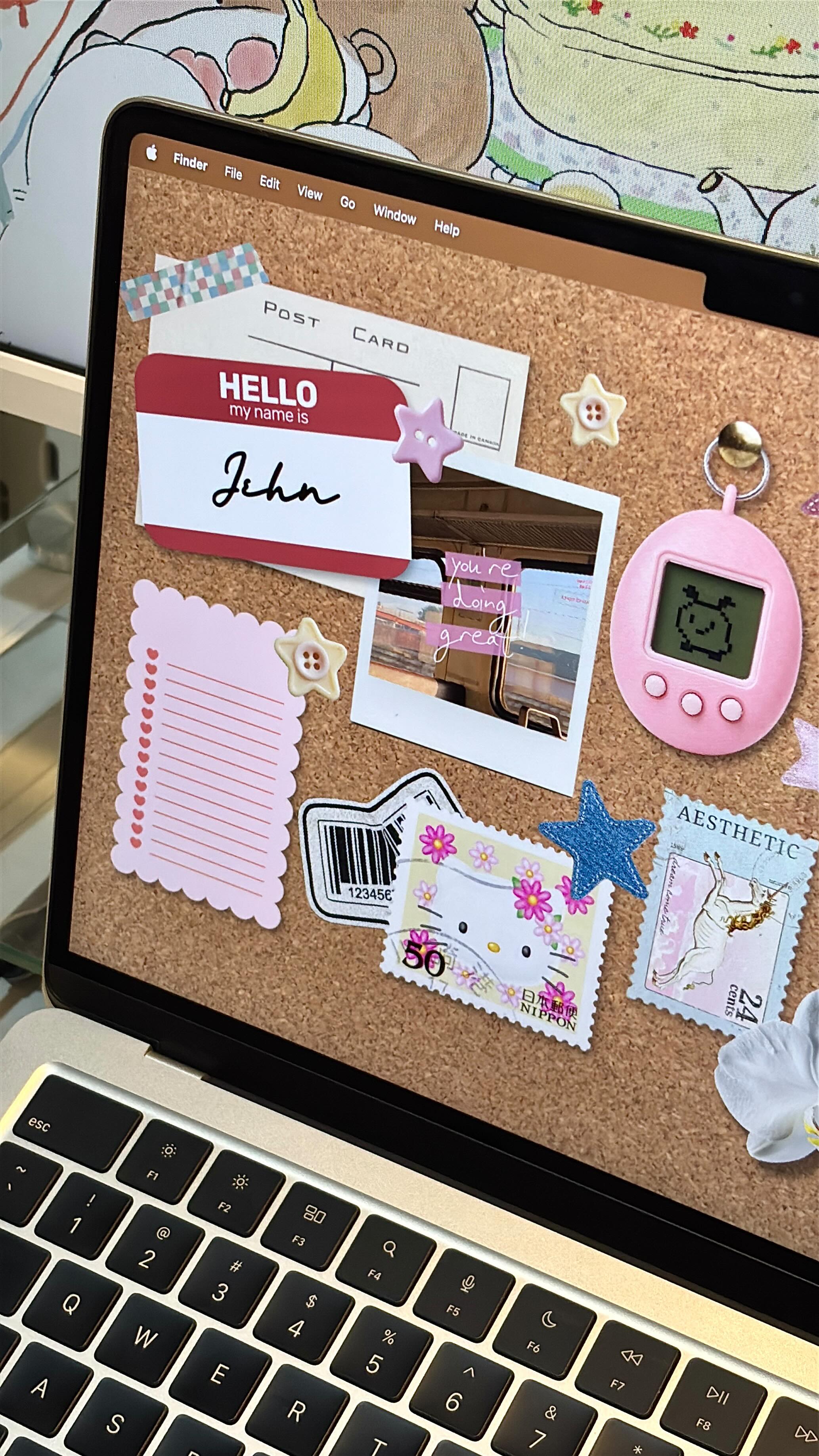 Instagram post by @sincerely.jehn for Kittl. Caption reads: let's make this trending cork board wallpaper with....