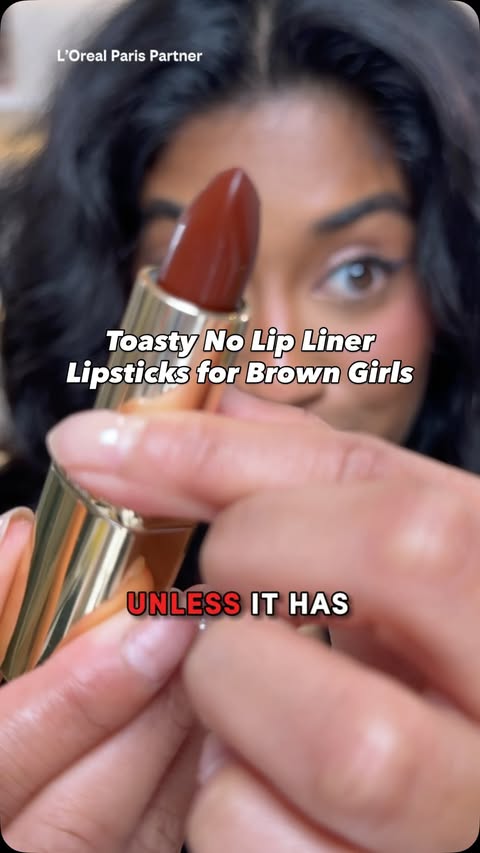 Instagram post by an influencer for L'Oréal Paris. Caption reads: DRUGSTORE Lipsticks a brown girl can wear WITHOUT....