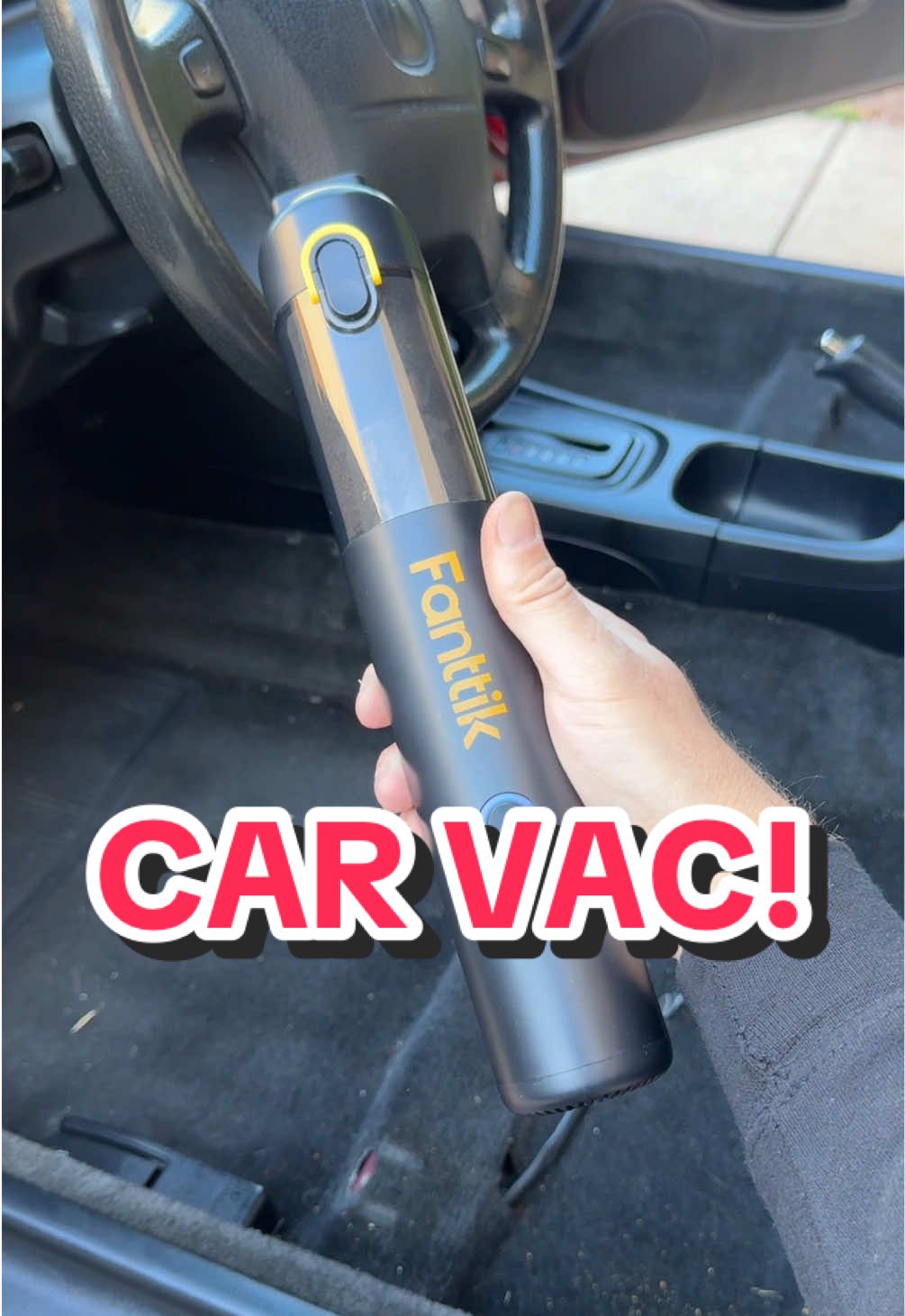 TikTok post by @suprafinds for Fanttik. Caption reads: This Fanttik car vacuum is small enough to [...].