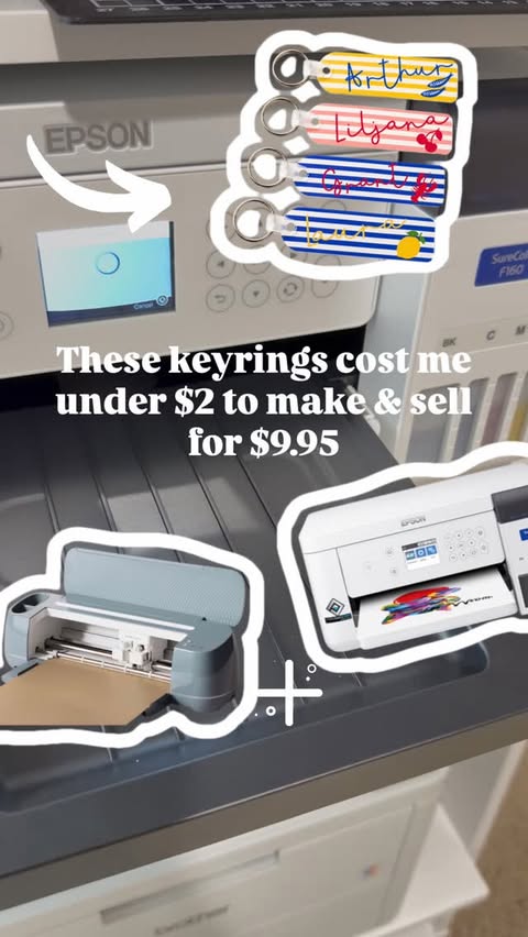 Instagram post by @bridgelanedesigns for Epson. Caption reads: [...] Design Space 🖨️ Printed it using my Epson....