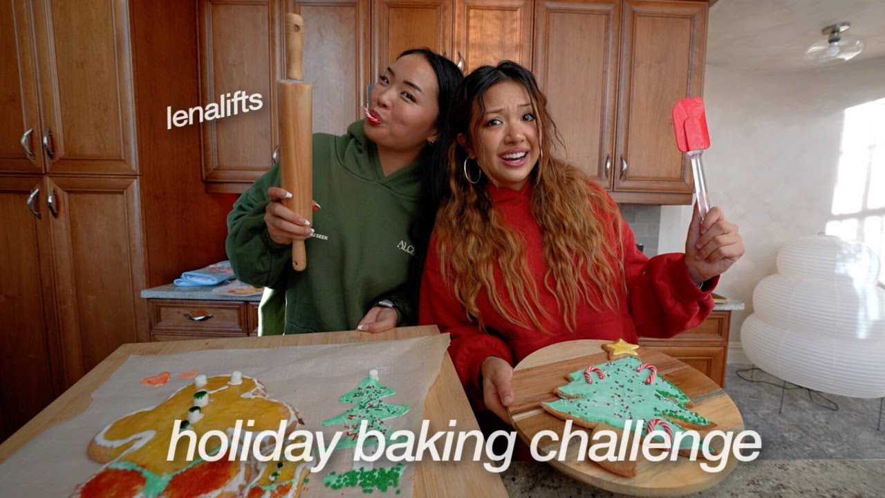 YouTube post by @maiphammy for Glossier. Caption reads: Mystery Christmas Baking Challenge w/ LenaLifts.