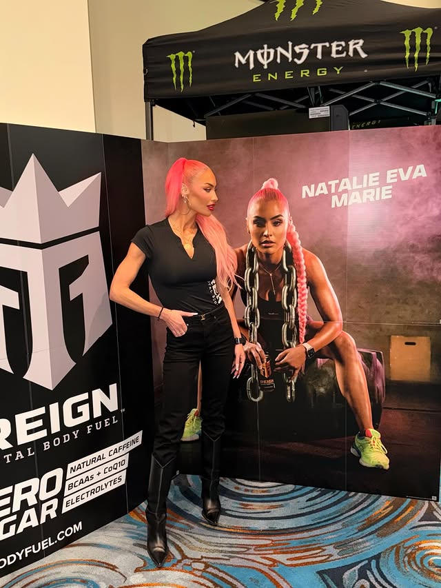 Instagram post by @natalieevamarie for Reign Body Fuel. Caption reads: Still riding the high from speaking with some of....