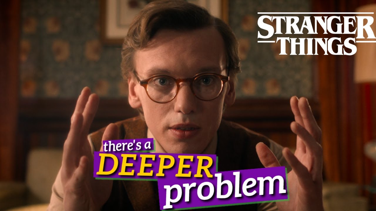 YouTube post by @mylittlethoughttree for World Anvil. Caption reads: the BIG problem with Stranger Things S5.