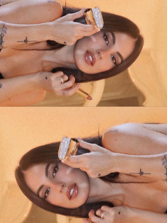 Instagram post by @giuliadelellis103 for Guerlain. Caption reads: My art of gifting with Rouge G by @guerlain....