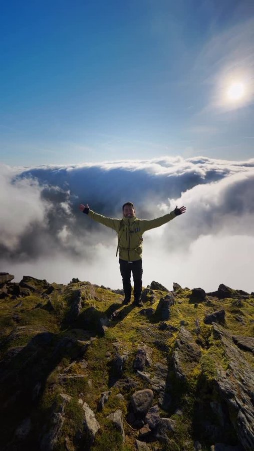 Instagram post by @joshuanueva for Decathlon. Caption reads: Cloud inversion on Ireland’s highest mountain....
