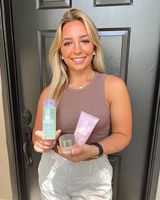 Instagram post by @carolineferris__ for College Fashionista. Caption reads: #ad #CliniqueOnCampus feeling my best self using....