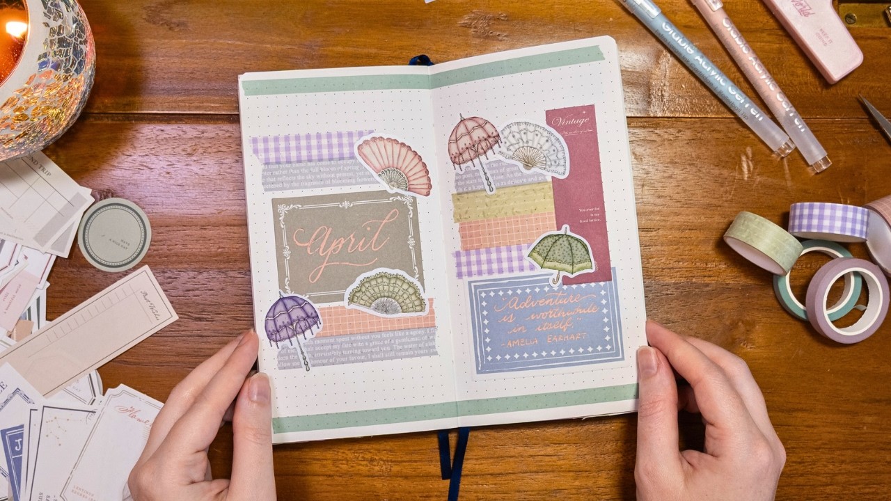 YouTube post by @ErinSmith for – Stationery Pal. Caption reads: The quickest journal theme I've done in years |....