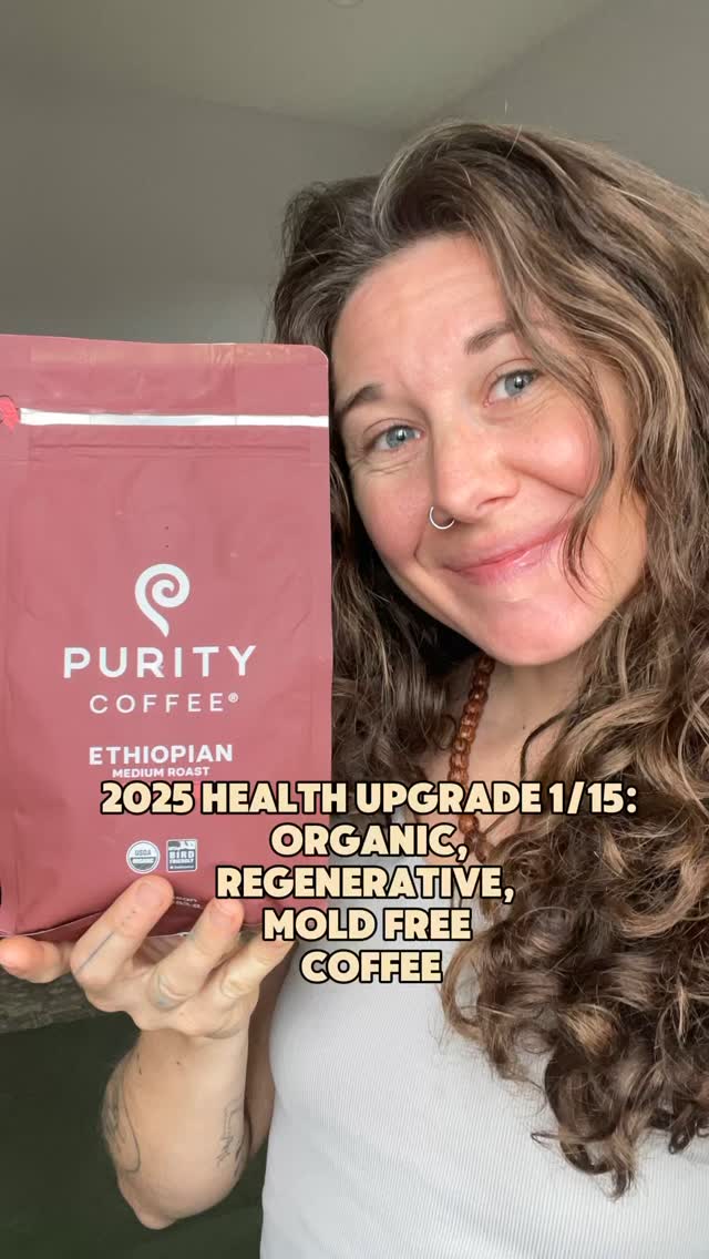 Instagram post by @isabellewellman for Purity Coffee. Caption reads: #PurityCoffeePartner 2025 Health Tip 1/15:....
