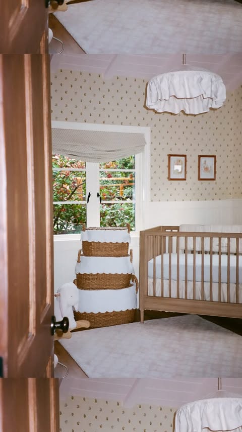 Instagram post by @delaneychilds for Pottery Barn Kids. Caption reads: [...] room in the house 🧺🌸✨🍼 thanks to....