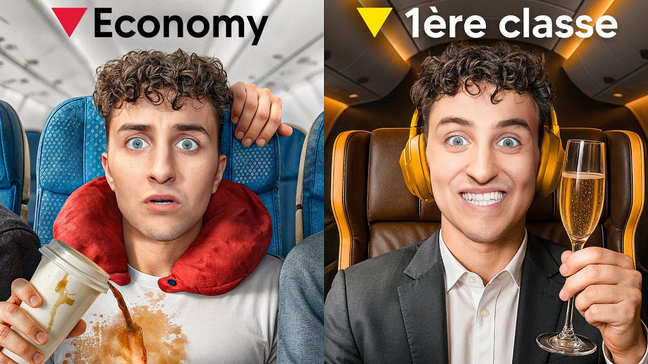 YouTube post by @Hugopose for Revolut. Caption reads: Billet D'Avion Le Moins Cher VS Le Plus Cher !.