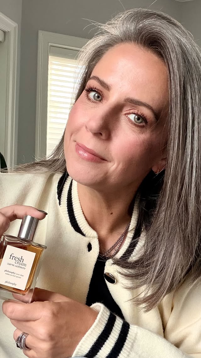 Instagram post by an influencer for philosophy. Caption reads: @lovephilosophy Fresh Cream Warm Cashmere [...].