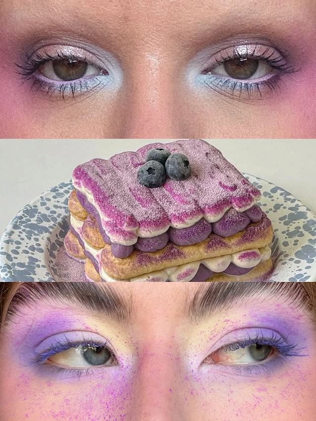 Instagram post by @mishpun for Judydoll. Caption reads: [...] tiramisu collab🫐💜🧁 Giuls used....