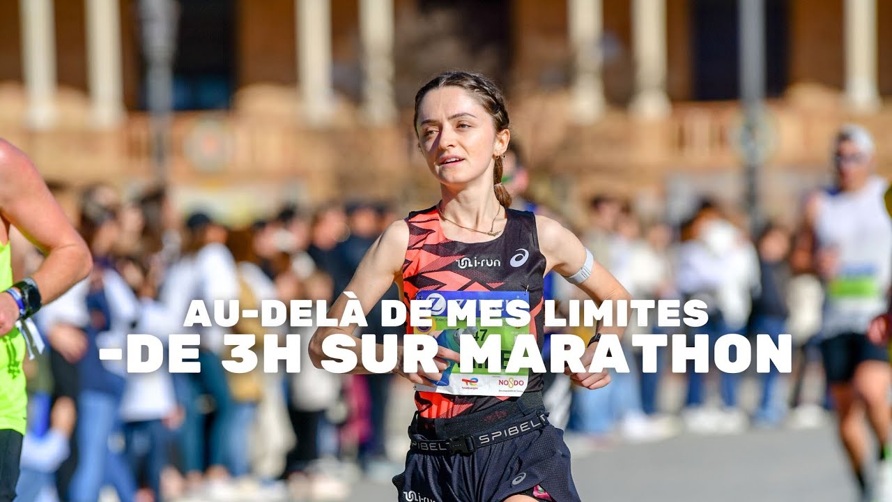 YouTube post by @coursptitetomate for Nutripure. Caption reads: MY MARATHON IN UNDER 3 HOURS, the Seville Marathon.