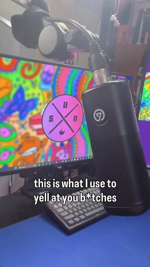 Instagram post by @sunfyretv for elgato. Caption reads: Wave DX mic by @elgato #partner #ad #microphone.