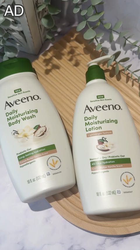 Instagram post by @cat_____lady for Aveeno. Caption reads: #ad #gifted #aveenopartner....