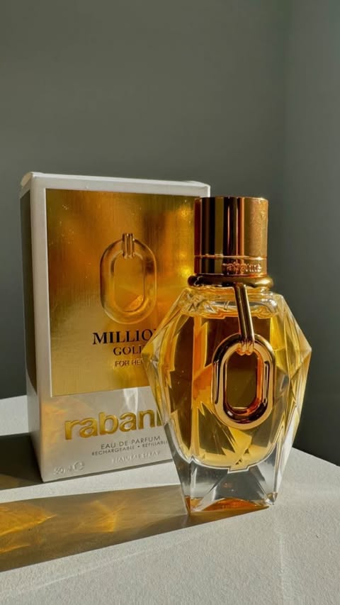 Instagram post by @lyamariella for rabanne. Caption reads: [...] This year it is Million Gold for Her by....