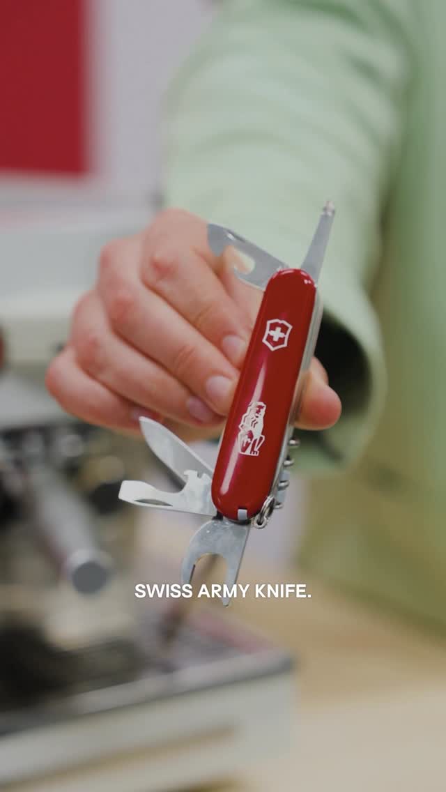 Instagram post by @goldenbrown.coffee for Victorinox. Caption reads: The Swiss Army Knife of coffee!

#Outofthebox....