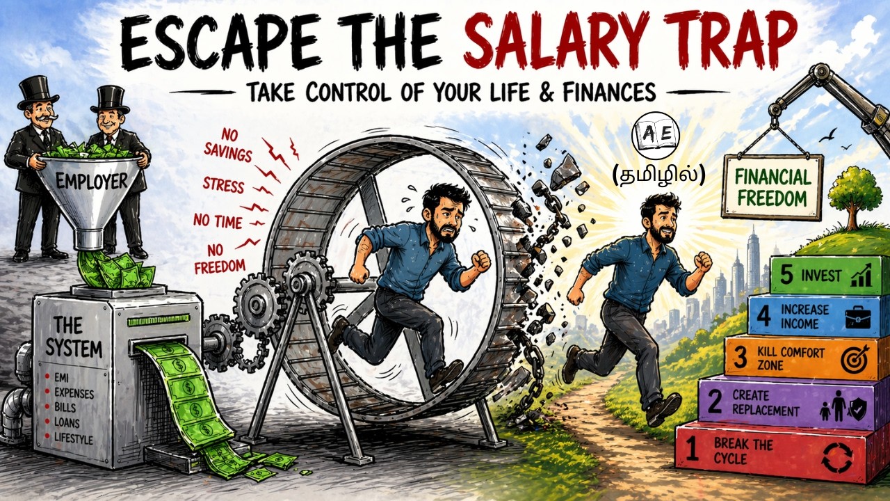 YouTube post by @almosteverything for Zebra Print. Caption reads: The Salary Trap Tamil- Why The System Keeps You....