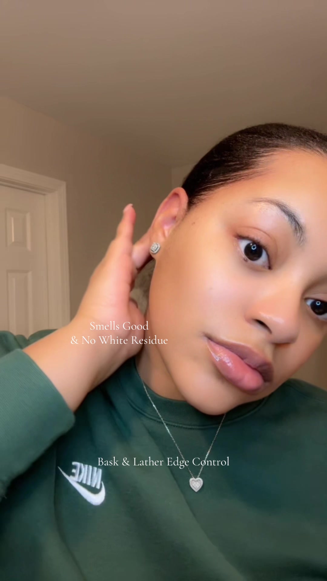 TikTok post by @kala3kay for Bask and Lather Co. Caption reads: @Bask and Lather Co Strong Hold Edge Control is my....