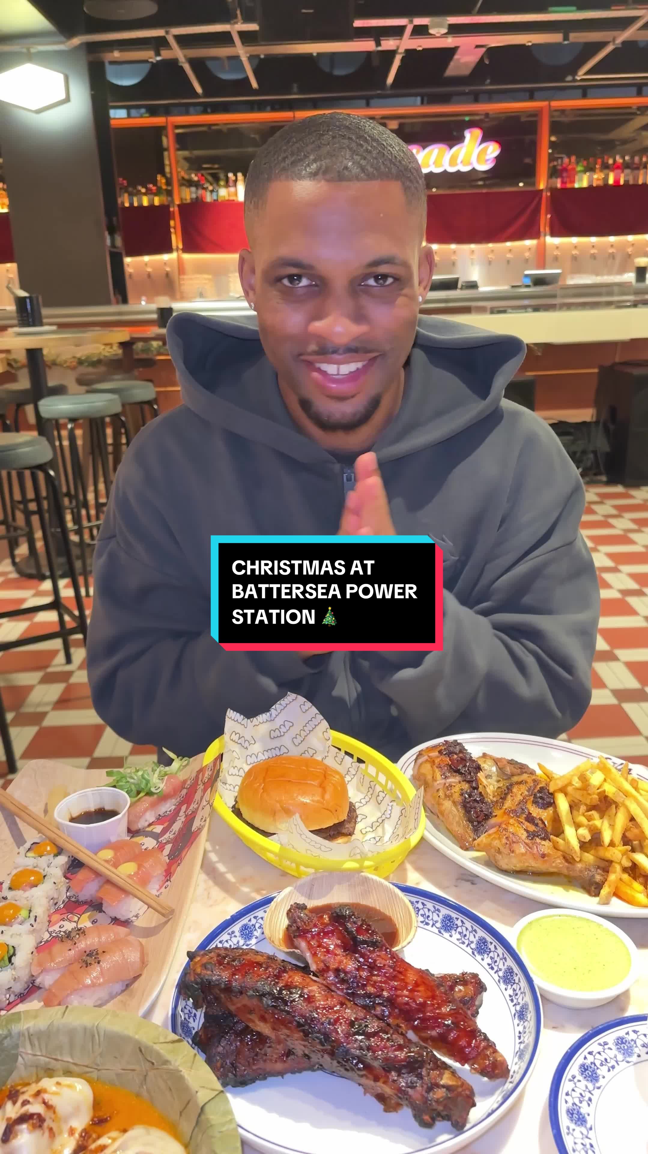 TikTok post by @foodyfella_ for Bread Ahead. Caption reads: Festive spirits are high this year at @Battersea....