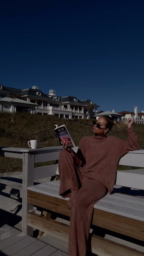 Instagram post by @haileewilkes for Southern Shirt. Caption reads: the coziest beach vibes 🧸 @southernshirt 

don’t....