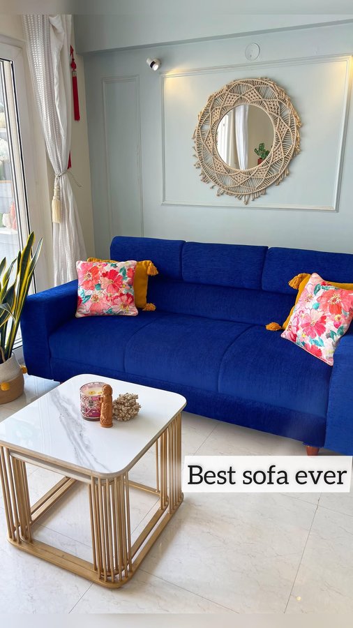 Instagram post by @i_ananyaindu for Pepperfry.com. Caption reads: I recently bought a beautiful Berlin sofa from....